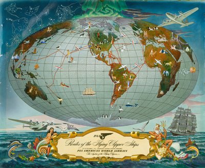 Manuscript Map of the World, Pan American World Airways, c.1942 by Unknown